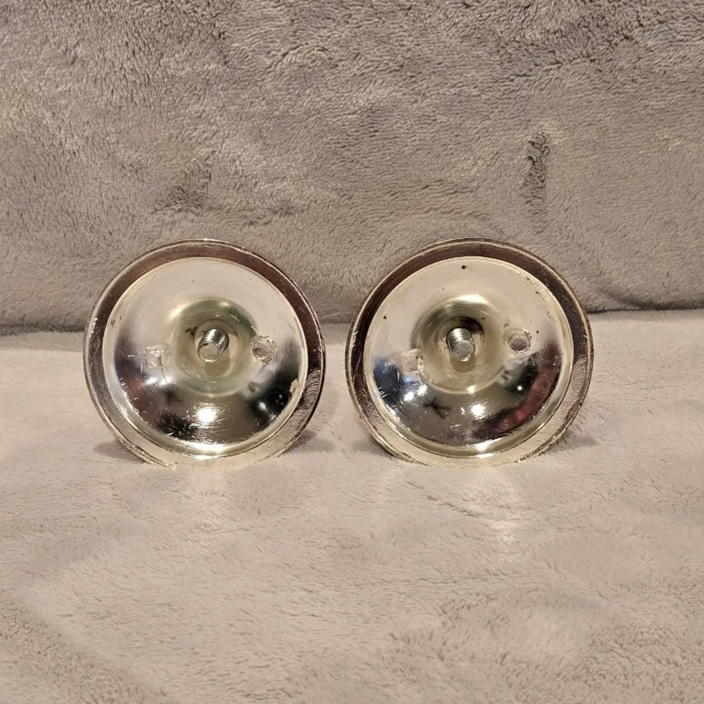 Vintage Silver Plated Beaded Rim Candlestick Holders Set of 2 Weighted Base
